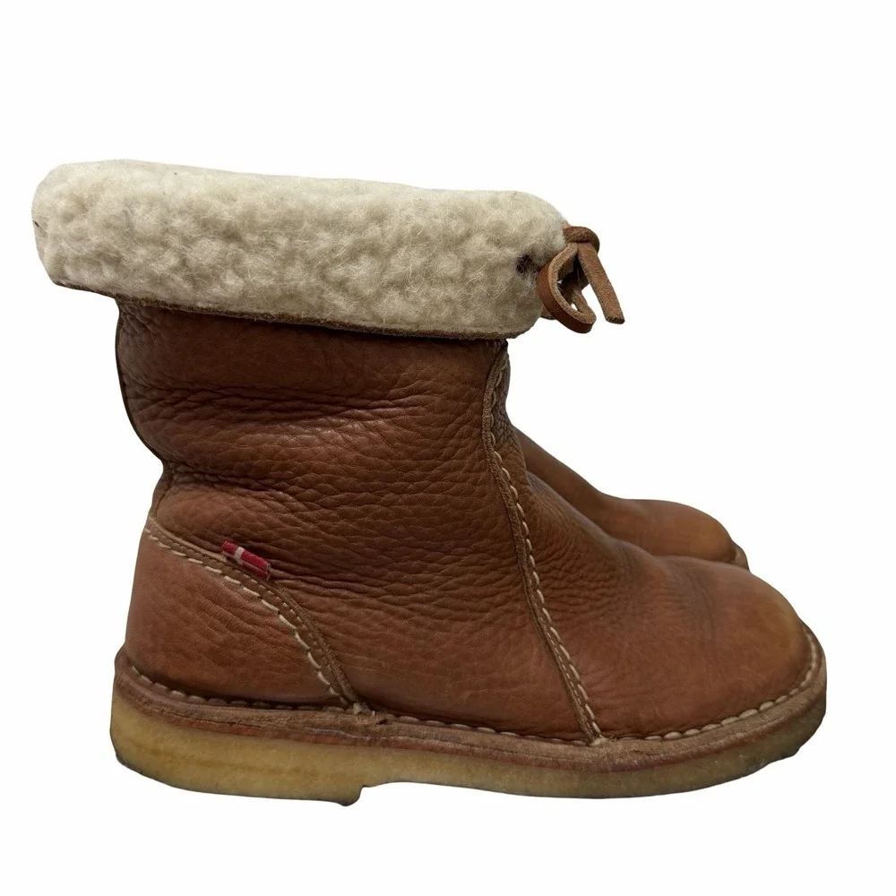 Duckfeet Arhus Shearling Brown Pebbled Leather Boots Womens Size EU 37 US 6.5-7